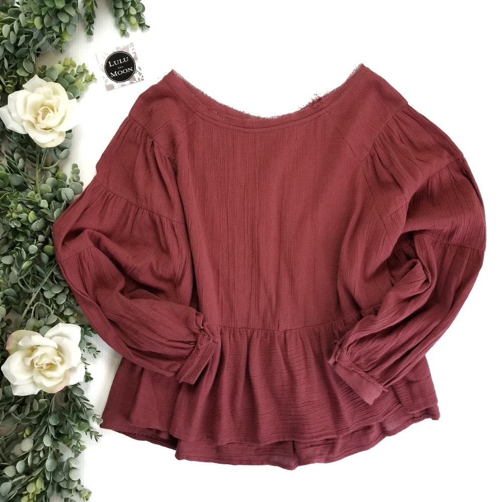 Free People berry rust oversized top size S